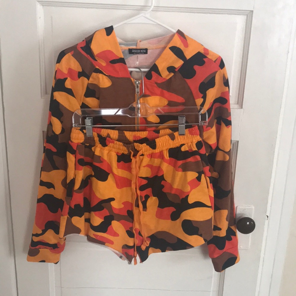 Orange camo Fashion Nova lounge set
